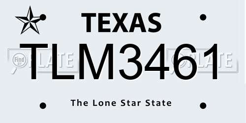 TLM3461 Texas License Plate
