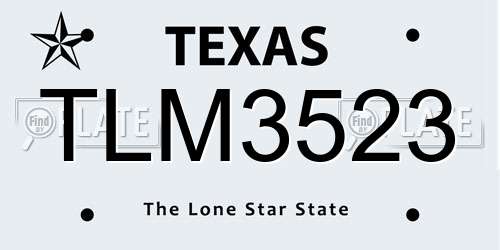 TLM3523 Texas License Plate