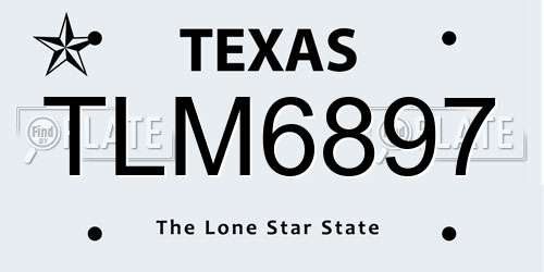 TLM6897 Texas License Plate