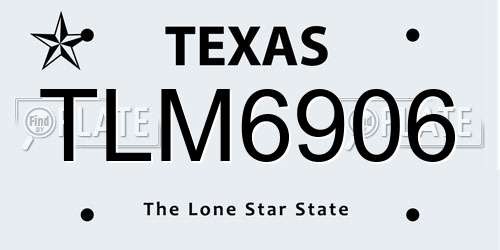 TLM6906 Texas License Plate