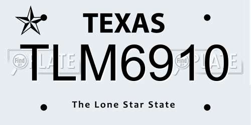 TLM6910 Texas License Plate