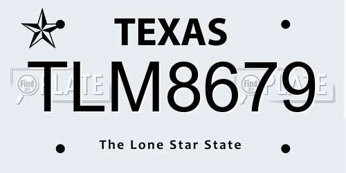 TLM8679 Texas License Plate