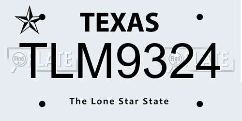 TLM9324 Texas License Plate