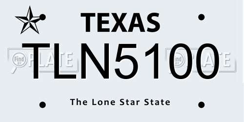 TLN5100 Texas License Plate