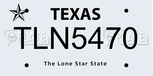 TLN5470 Texas License Plate