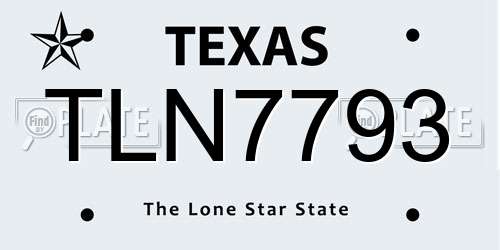 TLN7793 Texas License Plate