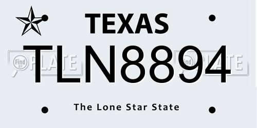 TLN8894 Texas License Plate