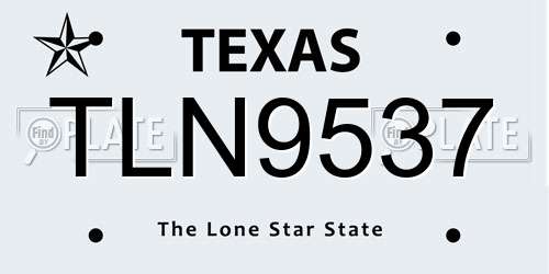 TLN9537 Texas License Plate