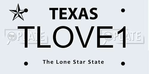 TLOVE1 Texas License Plate