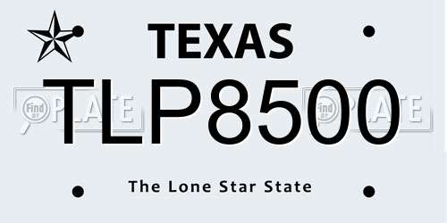 TLP8500 Texas License Plate