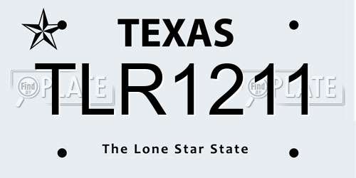 TLR1211 Texas License Plate