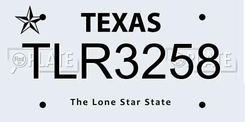 TLR3258 Texas License Plate