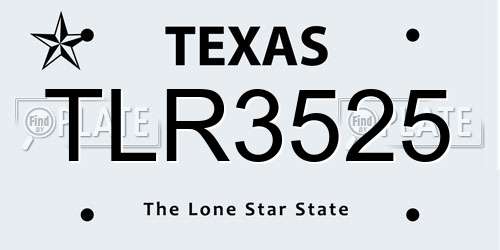 TLR3525 Texas License Plate