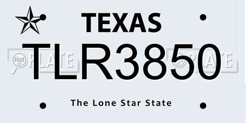 TLR3850 Texas License Plate