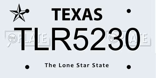 TLR5230 Texas License Plate
