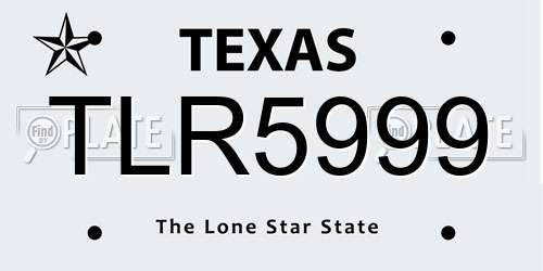 TLR5999 Texas License Plate
