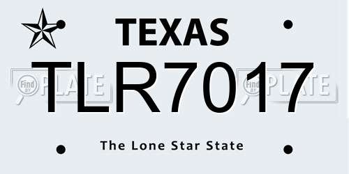 TLR7017 Texas License Plate