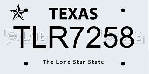 TLR7258 Texas License Plate
