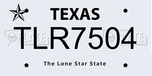 TLR7504 Texas License Plate