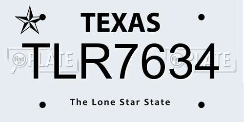 TLR7634 Texas License Plate