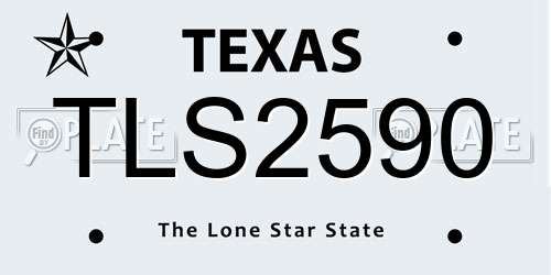 TLS2590 Texas License Plate