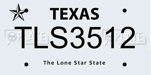 TLS3512 Texas License Plate