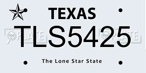 TLS5425 Texas License Plate