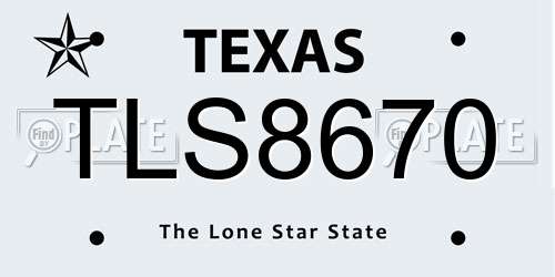 TLS8670 Texas License Plate