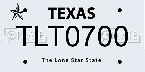 TLT0700 Texas License Plate
