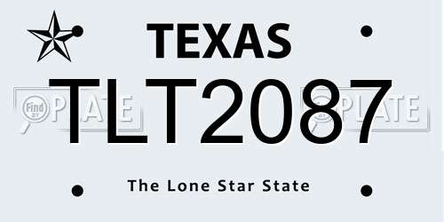 TLT2087 Texas License Plate