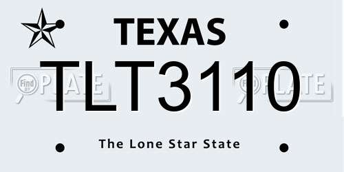 TLT3110 Texas License Plate