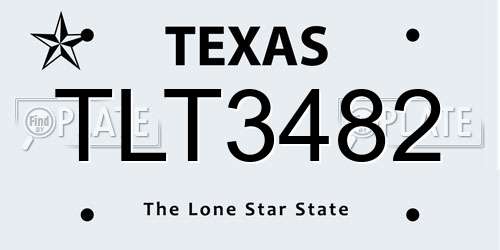 TLT3482 Texas License Plate