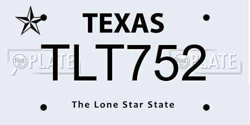 TLT752 Texas License Plate