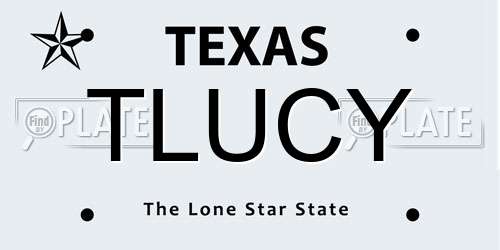 TLUCY Texas License Plate