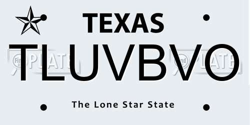 TLUVBVO Texas License Plate
