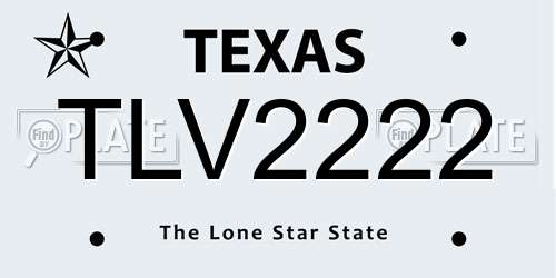 TLV2222 Texas License Plate