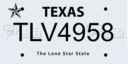 TLV4958 Texas License Plate