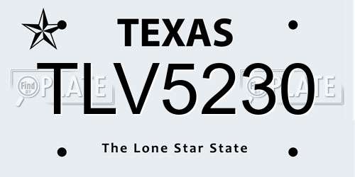 TLV5230 Texas License Plate