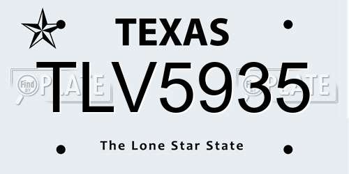 TLV5935 Texas License Plate