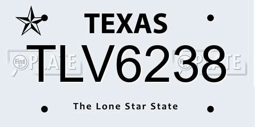 TLV6238 Texas License Plate