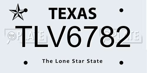 TLV6782 Texas License Plate