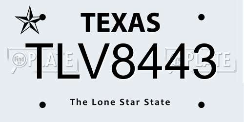 TLV8443 Texas License Plate