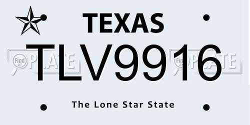 TLV9916 Texas License Plate