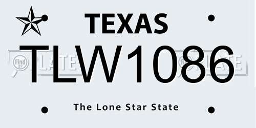 TLW1086 Texas License Plate