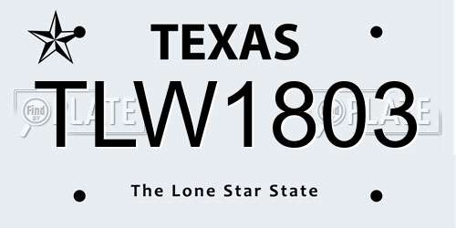 TLW1803 Texas License Plate