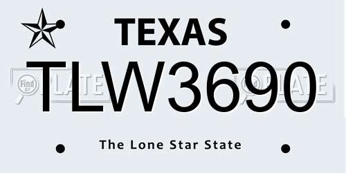 TLW3690 Texas License Plate