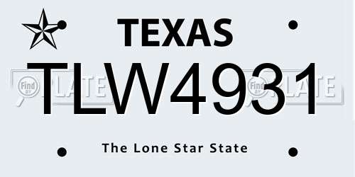 TLW4931 Texas License Plate