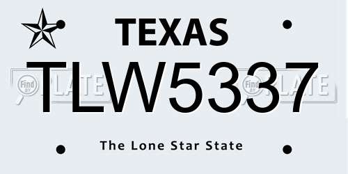 TLW5337 Texas License Plate