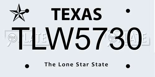 TLW5730 Texas License Plate