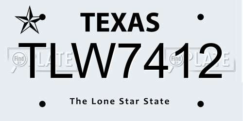 TLW7412 Texas License Plate